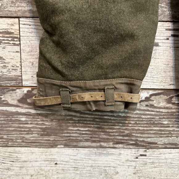 Vintage WWII 40s Wool Military Army Green Cargo Pants w/ Leather Ankle Straps - Picture 3 of 9